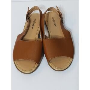 Comfortview Sandals Womens 9.5W Wide Adele Comfort Flats Slingback Faux Leather